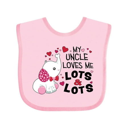 

Inktastic My Uncle Loves Me Lots and Lots- cute elephant Gift Baby Boy or Baby Girl Bib