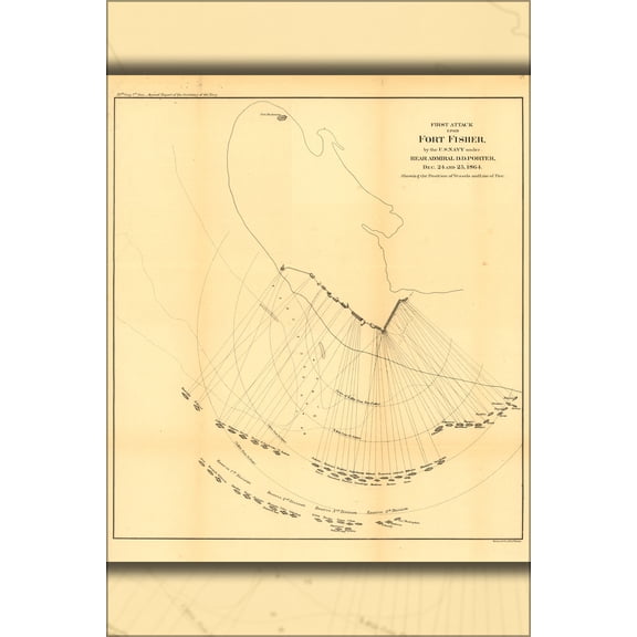 24"x36" Gallery Poster, map First attack upon Fort Fisher 1865