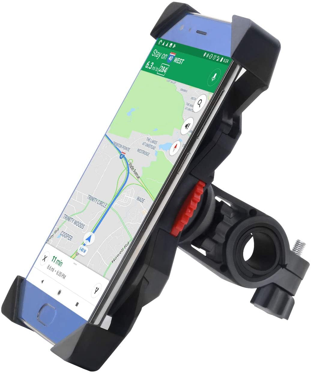 Bike Phone Mount Anti Shake and Stable Cradle Clamp with 360° Rotation Bicycle Phone Mount/Bike Accessories/Bike Phone Holder for iPhone Android GPS Other Devices Between 3.5 to 6.5 inches