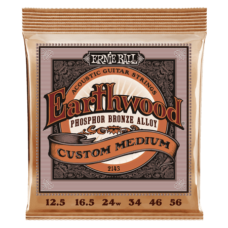 Ernie Ball Earthwood Custom Medium Phosphor Bronze Acoustic Guitar Strings - 12.5-56 Gauge