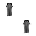 thumbnail image 3 of Qarigey Camisón Raglan de algodón Ropa de dormir Pijama de manga corta Camisa de dormir transpirable de doble color Camisón amigable con la Negro/Gris Oscuro L 2Conjunto, 3 of 6
