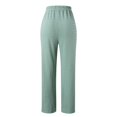 thumbnail image 6 of Sngxgn Woman Pants Women Casual Pants Solid Drawstring Elastic Waist Long Straight Pants(Green,XL), 6 of 6
