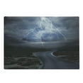 thumbnail image 1 of Nature Cutting Board, Thunderstorm over Road Vibrant Strong Beam Before the Sky Blows Weather Image, Decorative Tempered Glass Cutting and Serving Board, Large Size, Dark Blue Grey, by Ambesonne, 1 of 1