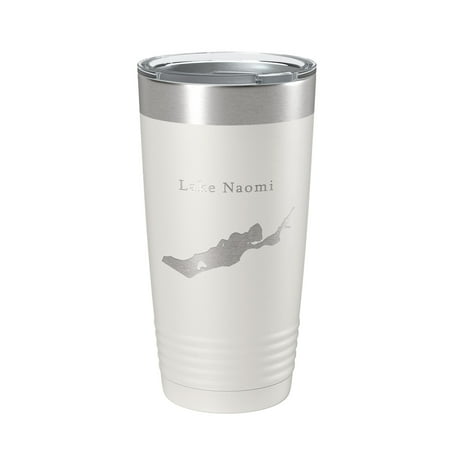 

Lake Naomi Map Tumbler Travel Mug Insulated Laser Engraved Coffee Cup Pennsylvania 20 oz White