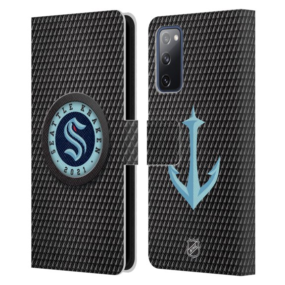 Head Case Designs Officially Licensed NHL Seattle Kraken Puck Texture Leather Book Wallet Case Cover Compatible with Samsung Galaxy S20 FE / 5G