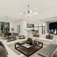 thumbnail image 3 of Parrot Uncle 42 inch Crystal Ceiling Fan with Remote Control Retractable 3-Blades Contemporary Chandelier Fan 6-Light, Chrome, 3 of 14
