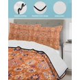 thumbnail image 4 of Quilts Twin XL Size, Boho Orange Soft Comforter Bedding Set for Bed, Country Style Bohemian Floral Retro Tribal Lightweight Quilted Bedspread with Pillow Cover(2 Pieces) for All Season, 68x98 Inch, 4 of 6