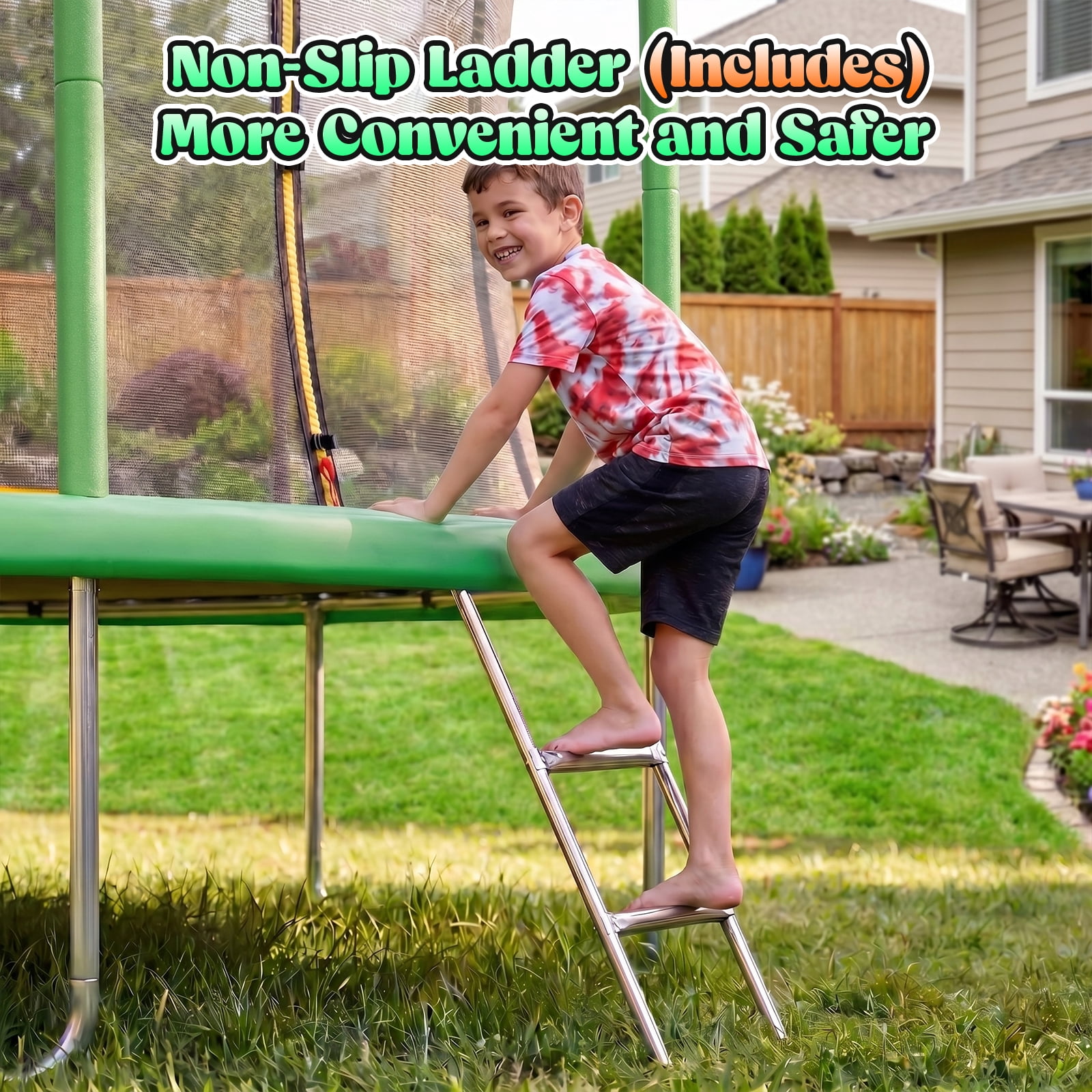 Gardwin 14FT Outdoor Trampoline Recreational Backyard Trampolines Anti-Rust for Kids and Adults with Net and Ladder