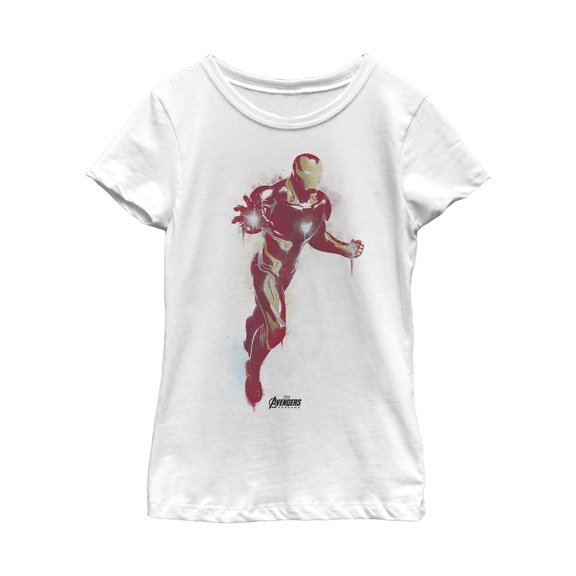 Girl's Marvel Avengers: Endgame Iron Man Spray Paint  Graphic Tee White X Large