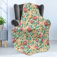 thumbnail image 4 of Floral Soft Flannel Fleece Blanket, Spring Ornamental Flower Blossoms in Warm Tones with Small Buds and Leaves, Cozy Plush for Indoor and Outdoor Use, 60" x 80", Ivory and Multicolor, by Ambesonne, 4 of 5