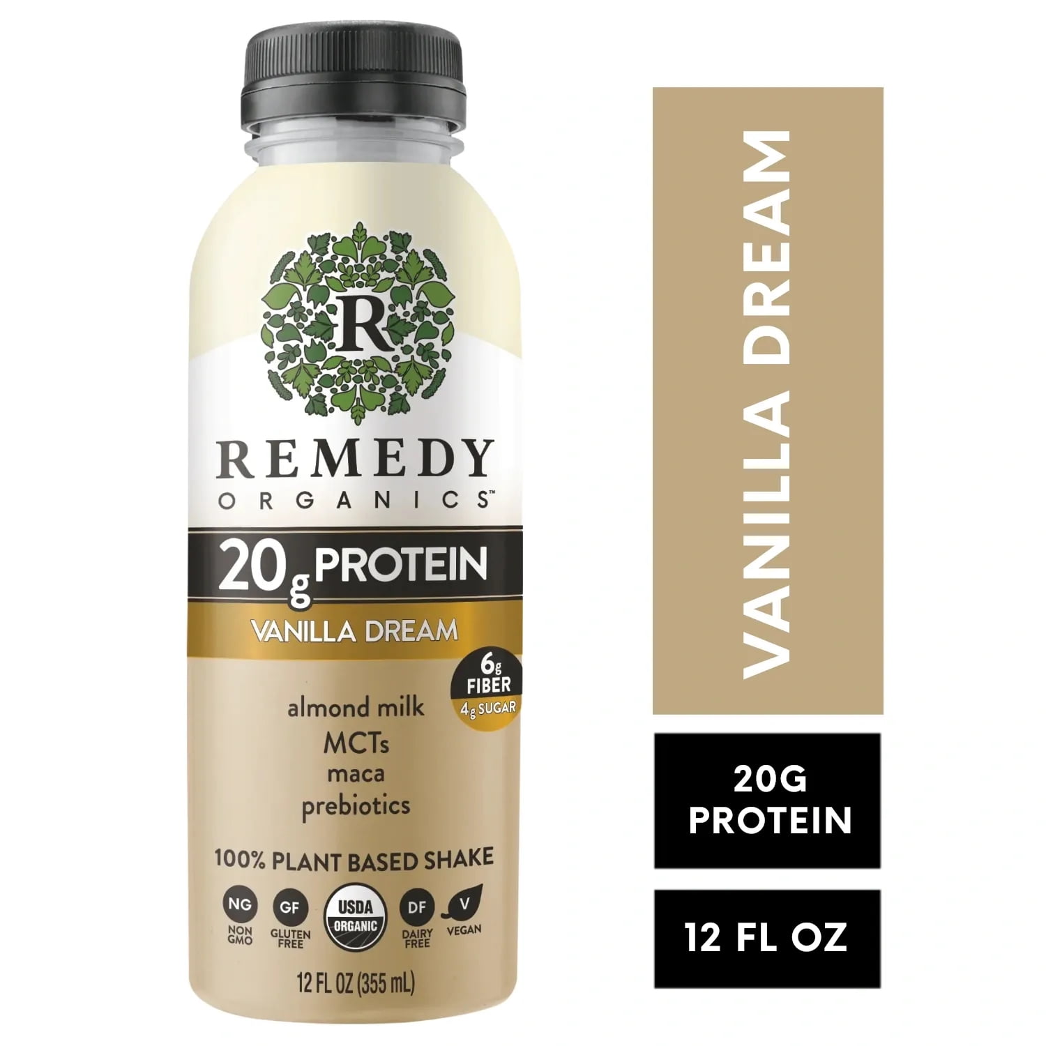 Remedy Organics Plant Based Vanilla Dream Nutritional Instant General Wellness Shake, 12 fl oz