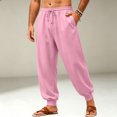 thumbnail image 2 of Mens Sweatpants Loose Fit Joggers Tapered Leg Lounge Pants Drawstring Waist Cotton Sweat Pants with Pockets Pink 3XL, 2 of 5
