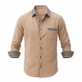 thumbnail image 4 of Stamzod Mens Shirts Long Sleeve Color Block Business Casual Work Shirt Button Down Beach Shirts for Men Khaki-2 XL, 4 of 6