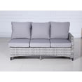 thumbnail image 6 of Abrihome New 5-Piece Wicker Outdoor Conversational Sofa Set with Fire Pit Table and Ottoman ,Gray, 6 of 8