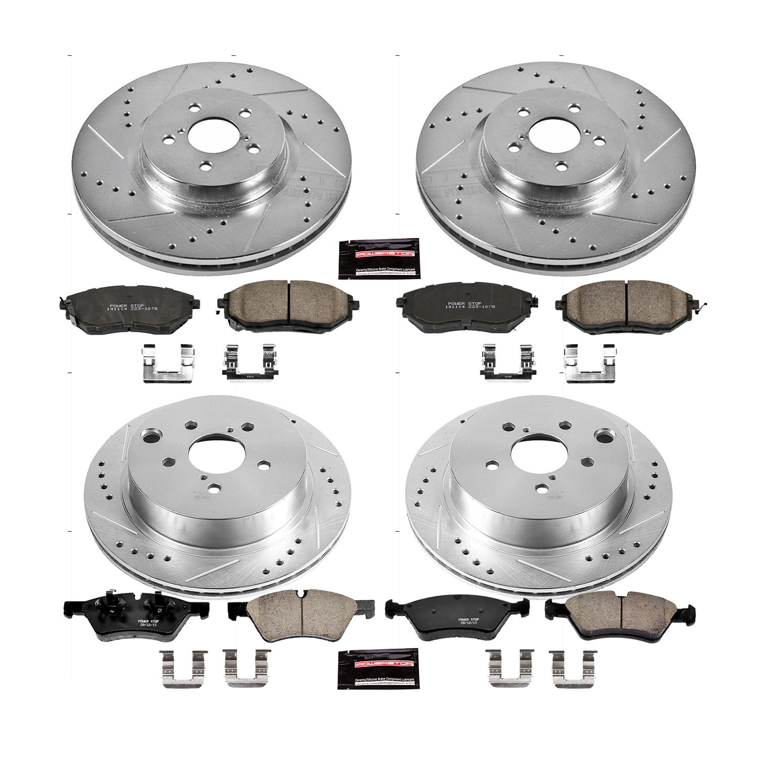 PowerStop Front and Rear Z23 Evolution Sport Carbon-Fiber Ceramic Brake Pad and Drilled & Slotted Rotor Kit Fits: SUBARU Select Models K6931