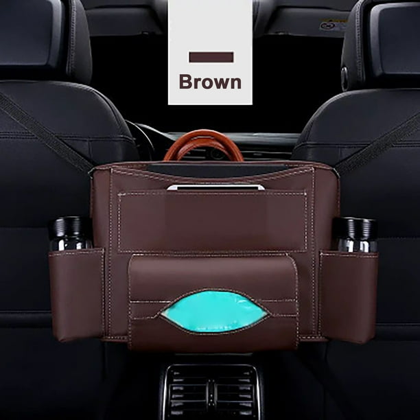 Xihbxyly Artículos de Cinco Dólares Bolso de Cuero Negro para Respaldo de Asiento de Coche, Organizador, Almacenamiento para Teléfono, Multibolsillos