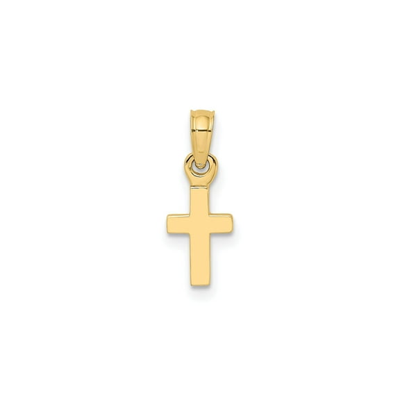 10k Yellow Gold Cross Pendant Necklace for Men and Women Solid Polished Religious Charm Minimalist Faith Jewelry Spiritual Layering Accessory Classic Unisex Design for Everyday Wear