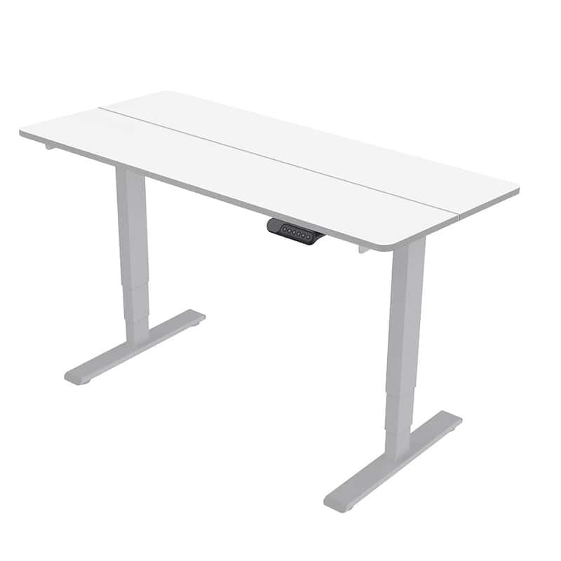 Electric Standing Desk with Dual Motors, 220 lbs Load Capacity, Rounded-Edge, Three-Stage Lifting Legs & Safety Rebound System, 55"×28"Adjustable Sit Stand Workstation for Home Office