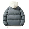 thumbnail image 4 of Wyobmus Men's Quilted Jackets Winter Heavyweight Hooded Puffer Jacket Solid Zipper Coat Casual Oversized Padded Jacket Dark Gray, 4 of 4