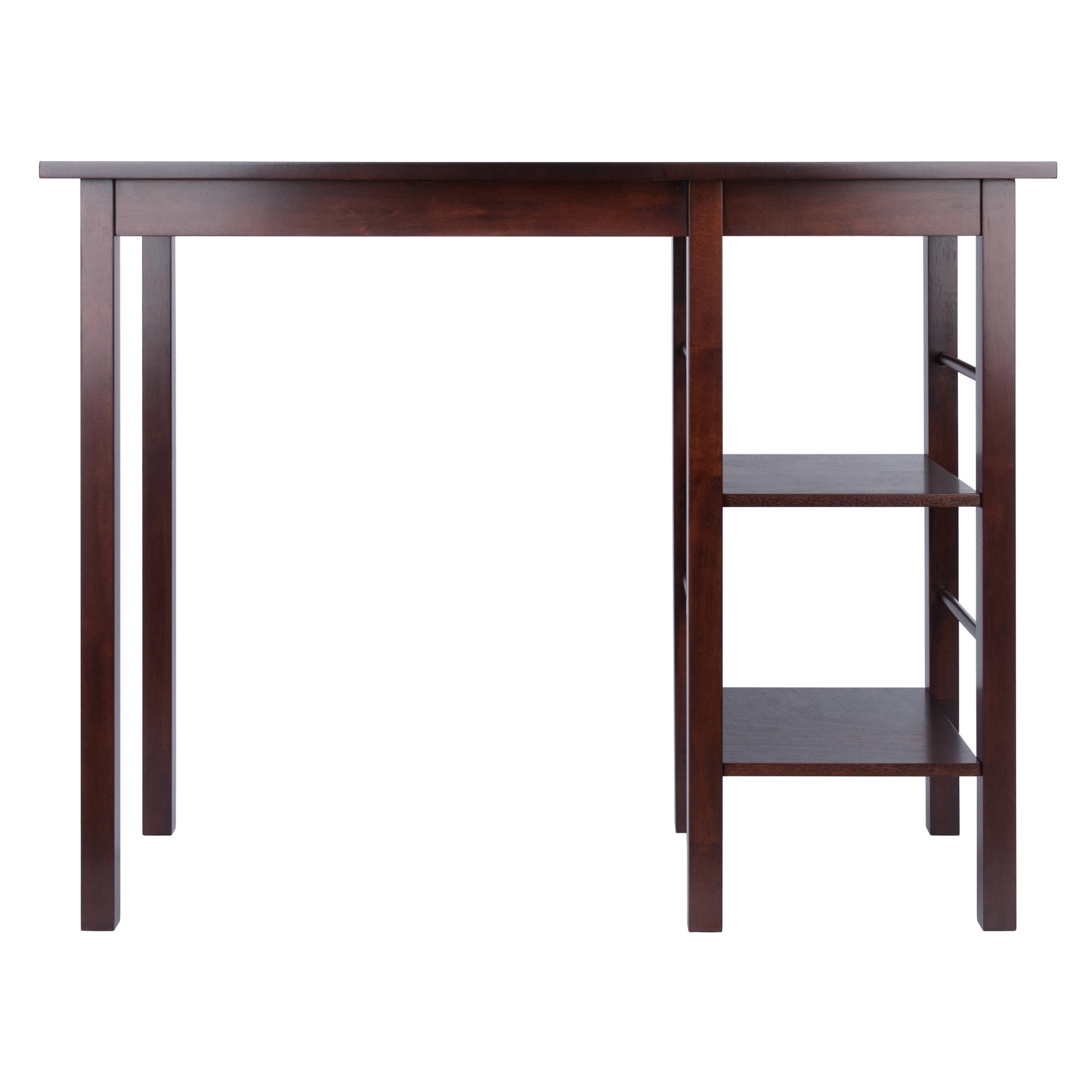 Winsome Egan Breakfast Kitchen Island with Shelves, Walnut Finish