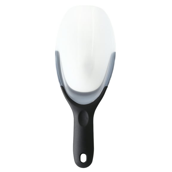 Spring Chef Magnetic Ice Scoop, Contoured Translucent Flexi-Plastic with Soft Grip Handle for Ice, Flour, Rice, Popcorn, Pet Food, Black