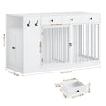 thumbnail image 2 of Homfa 59'' Large Double Dog Crate Furniture with 3 Drawers and Side Cabinet & Shelf, Indoor Wooden Dog Kennel with Removable Divider for 2 Medium or Large Dogs, White, 2 of 8
