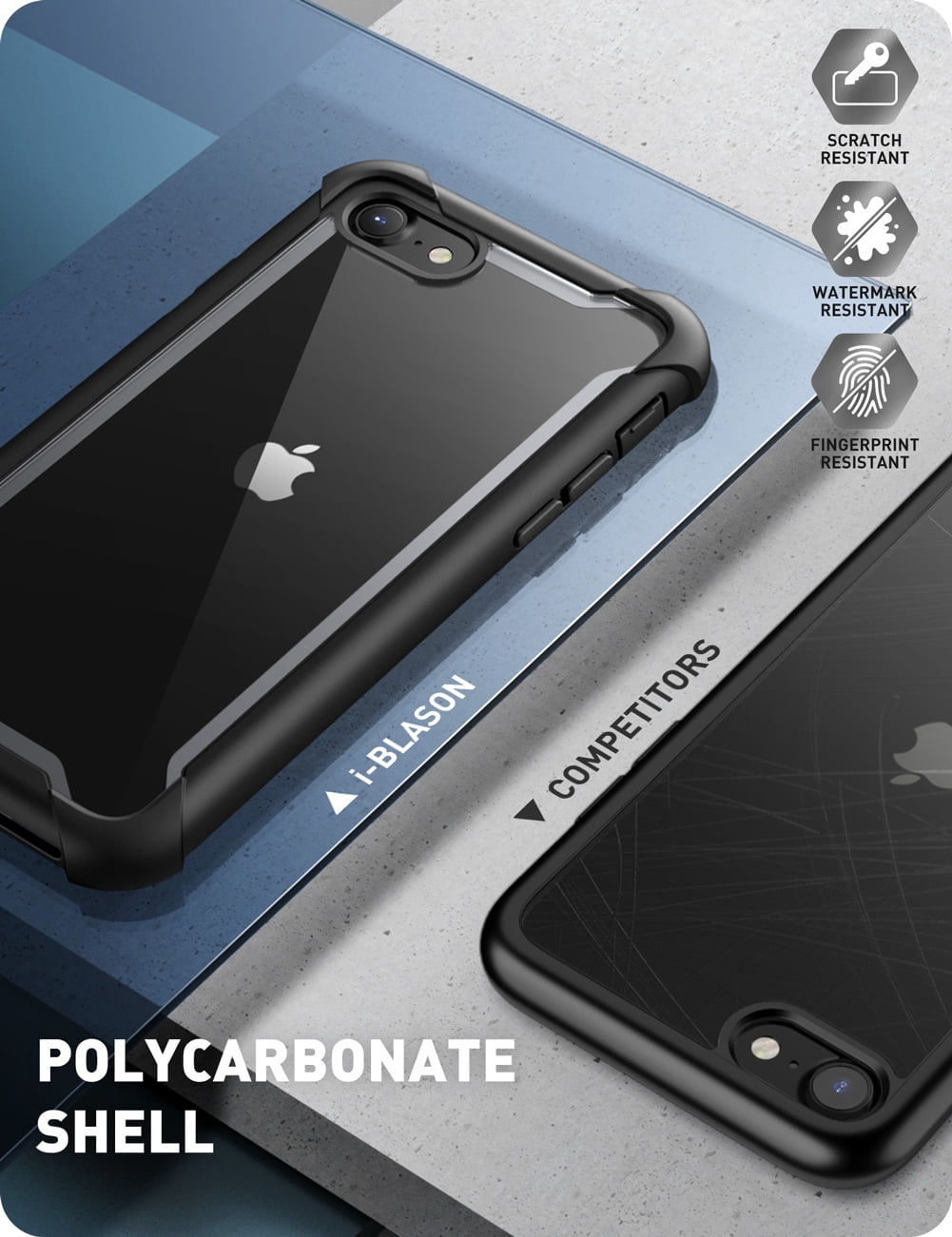 i-Blason Ares Designed for iPhone SE (2022/2020) Case/iPhone 7 Case/iPhone 8 Case, [Built-in Screen Protector] Full-Body Rugged Clear Bumper Case for iPhone SE (2022/2020)/ iPhone 8/ iPhone 7 (Black)