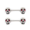 thumbnail image 3 of Nipple Barbell Jewelry with Skull Design and Cz Gems 14G Surgical Steel, 3 of 13