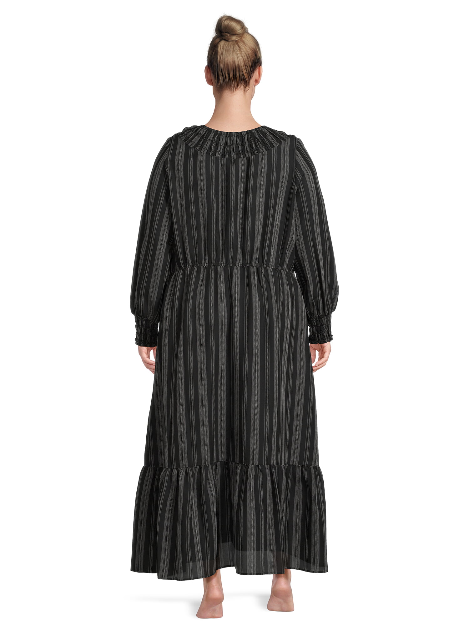 Terra & Sky Women's Plus Peasant Tiered Long Sleeve Maxi Dress, Sizes 0X-4X  
