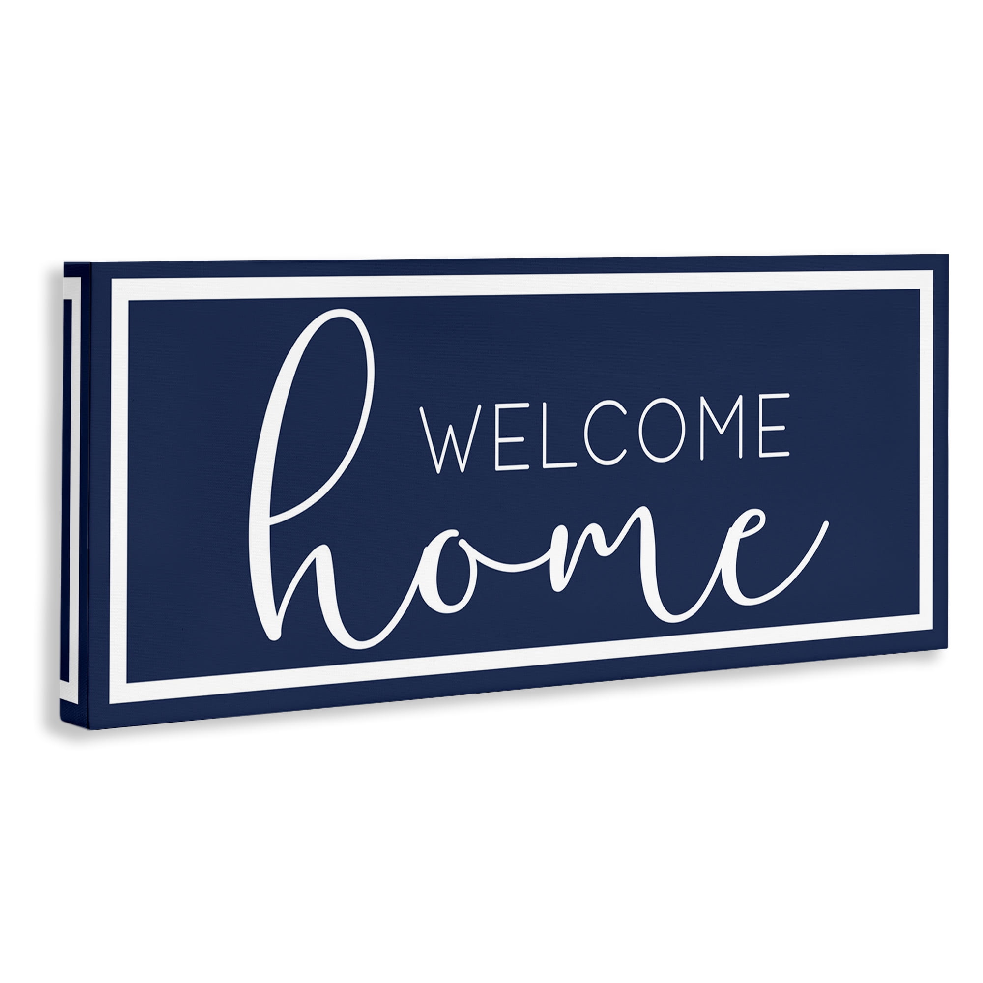 Stupell Industries Welcome on Blue Typography Painting Gallery Wrapped Canvas Art Print Wall Art, 48 x 20
