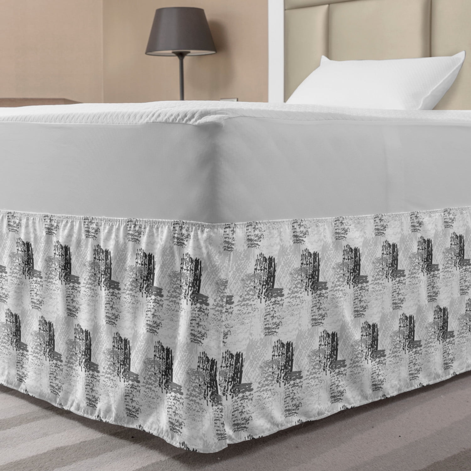 Charcoal Grey Bed Skirt, Simple and Handmade Like Brush Strokes