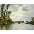 thumbnail image 2 of Monet, Claude 32x26 Black Ornate Wood Framed with Double Matting Museum Art Print Titled - The Little Branch of the Seine, 2 of 4