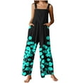 thumbnail image 2 of Roncen Women's Printed Overalls - Adjustable Strap Jumpsuit with Button Front & Multi-Pockets, Vintage Wide Leg Romper for Casual & Work, 2 of 6