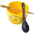 thumbnail image 6 of Silver Buffalo Microwave Safe Bowl with Chopsticks and Spoon, Ceramic Yellow, 20 oz, 6 of 11