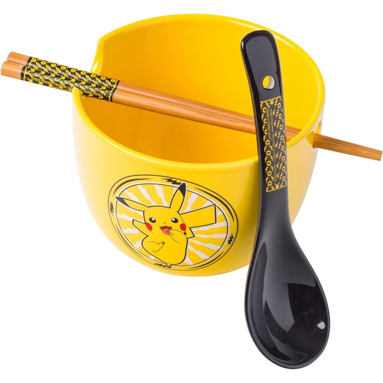 Silver Buffalo Microwave Safe Bowl with Chopsticks and Spoon