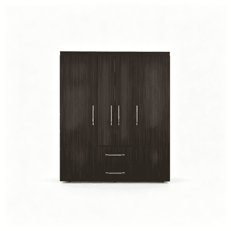 JERFIT Elma Petunia Armoire Brown Engineered Wood Wardrobe with Drawer Shelves & Hanging Rod for Bedroom Storage