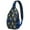 Black Christmas Tree, variant on Sling Backpack,Blue Christmas Snowflake and Star Pattern Sling Bag with Water Bottle Holder,Waterproof Sling Bag for Men/Women with Headphone Jack for Hiking,Travel