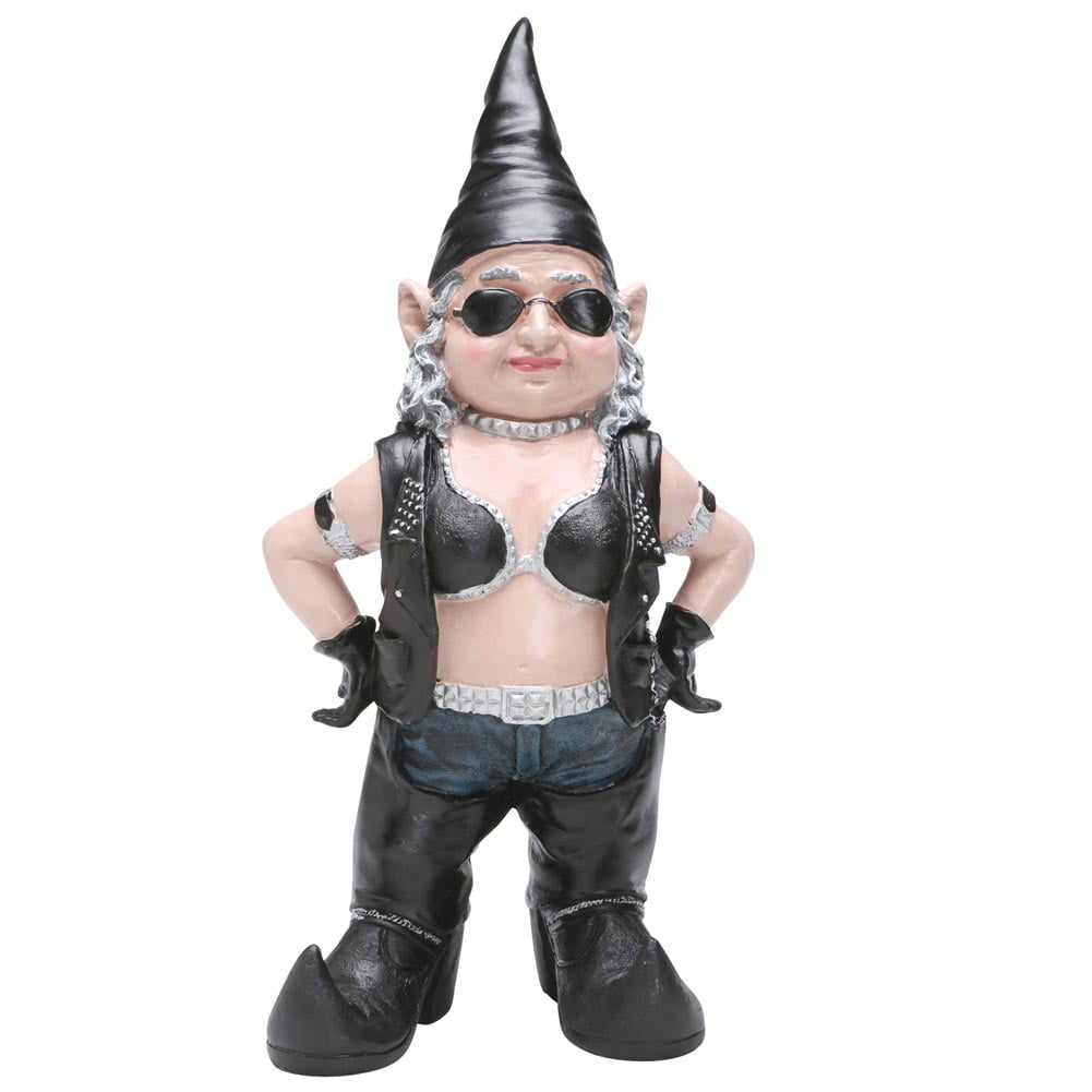 Homestyles Biker Gnomes "Biker Babe the Gnome" Garden Girl Gnome in Leather... by GSI Homestyles