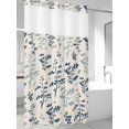 thumbnail image 2 of No Hook Shower Curtain with Snap-in Liner, Blue Teal Botanical Waterproof Fabric Bathroom Curtains, Rustic Country Spring Floral Summer Leaf Bath Curtains & Mesh Top Window Stand Up Stall 36"x72", 2 of 9