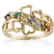 Personalized Family Jewelry Family Hearts Mother's Birthstone Ring available in 10kt and 14kt Yellow and White Gold