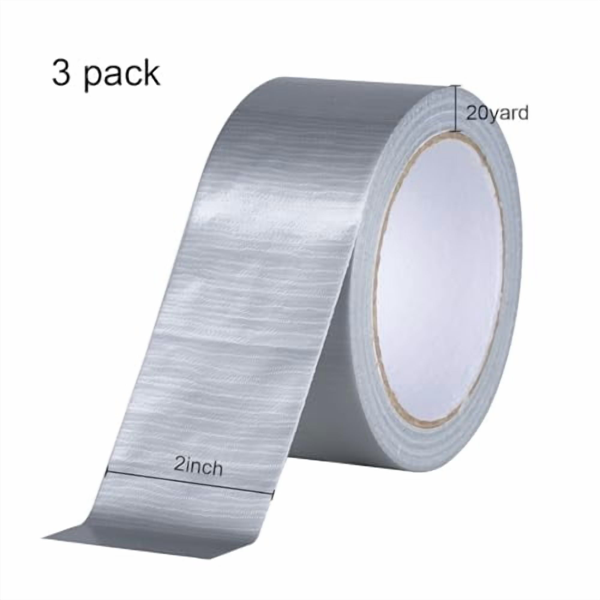 3 Pack Duct Tape Heavy Duty Waterproof, Strong Adhesive Silver Duct Tape Bulk for Indoor Outdoor Repairs Tear by Hand, 60 Yards x 2 Inch Total