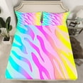 thumbnail image 2 of jejeloiu Neon Zebra Texture Twin Sheet Set,Zebra Stripes Colorful Ombre,Luxury Decor For Girls,3-Piece, 2 of 7