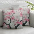 thumbnail image 3 of PRATYUS Pink Floral Throw Pillow Cover Cherry Blossom Decorative Pillow Case Home Decor Square Pillowcase White, 3 of 5