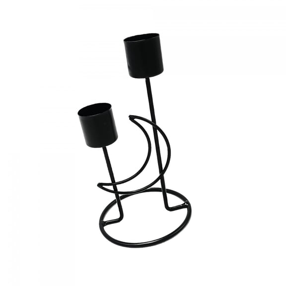 Fzaqwen Metal Candlestick Pillar Candle Holder Desktop Candle Stand Tabletop Ornament for Halloween Birthday Festival Wedding Parties Black