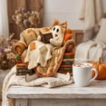 thumbnail image 6 of romoty Cute Ghost Reading Book Wooden Tabletop Decor Ornament, 5.91 x 5.51 Inches Ghost in Armchair Figurine Sign with Stand for Halloween Bookshelf Decor, 6 of 6