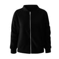 thumbnail image 4 of larppty Womens Long Sleeve Zip Up Jacket Outfits Crewneck Casual Bomber Coat Lightweight Sweatshirts Fashion Y2k Clothes (Black, M), 4 of 6