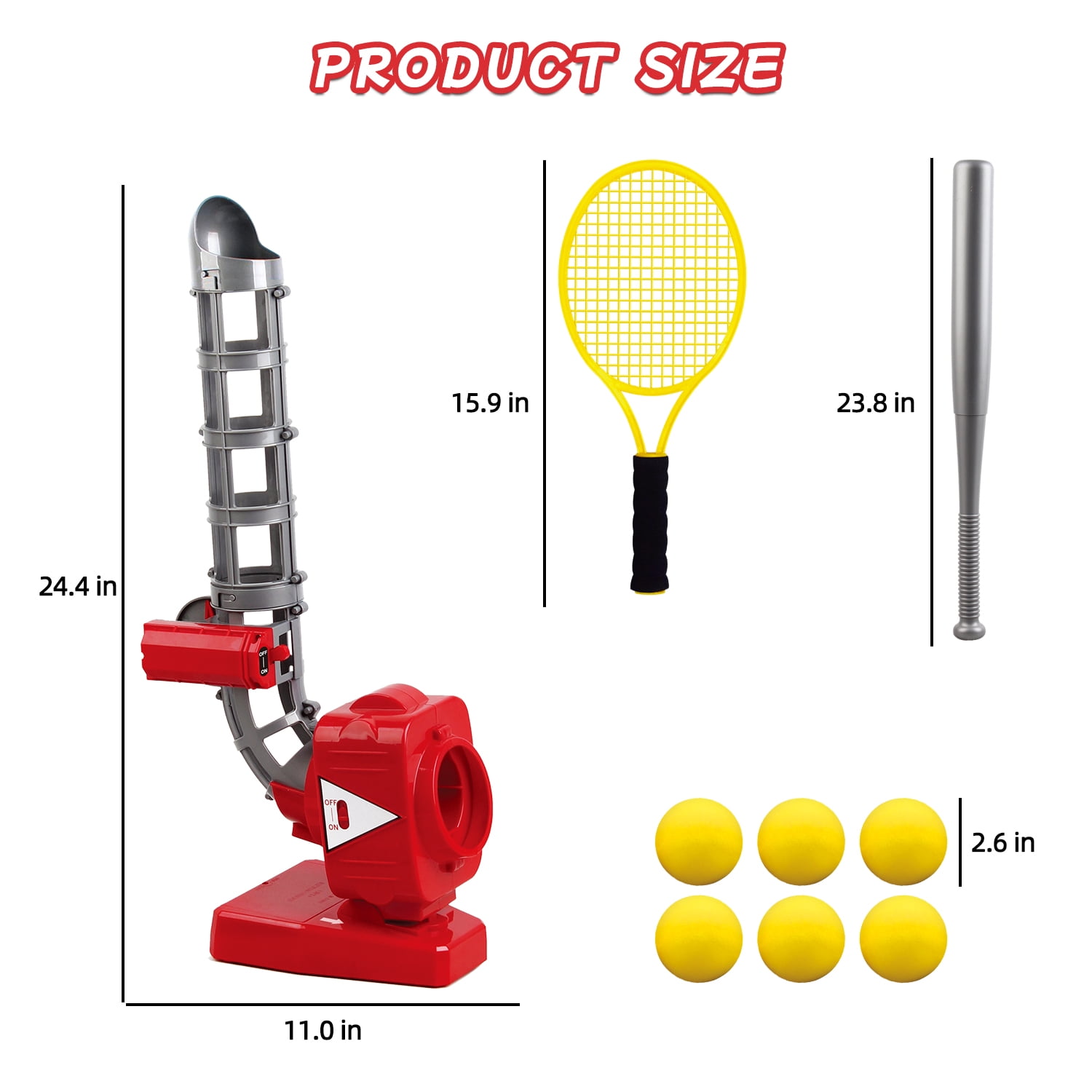 Kids Auto Baseball Pitching Machine, 2 in 1 Adjustable Angles Electronic Baseball Tennis Training Equipment & Batting Practice Toys for Youth, Outdoor Sports Toys Backyard Game