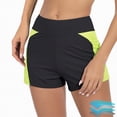 thumbnail image 2 of HCNTES High Waisted Dolphin Board Shorts for Women 2.5'' - Quick Dry Swim Beach Bathing Suit Bottoms with Liner(Yellow,S), 2 of 8