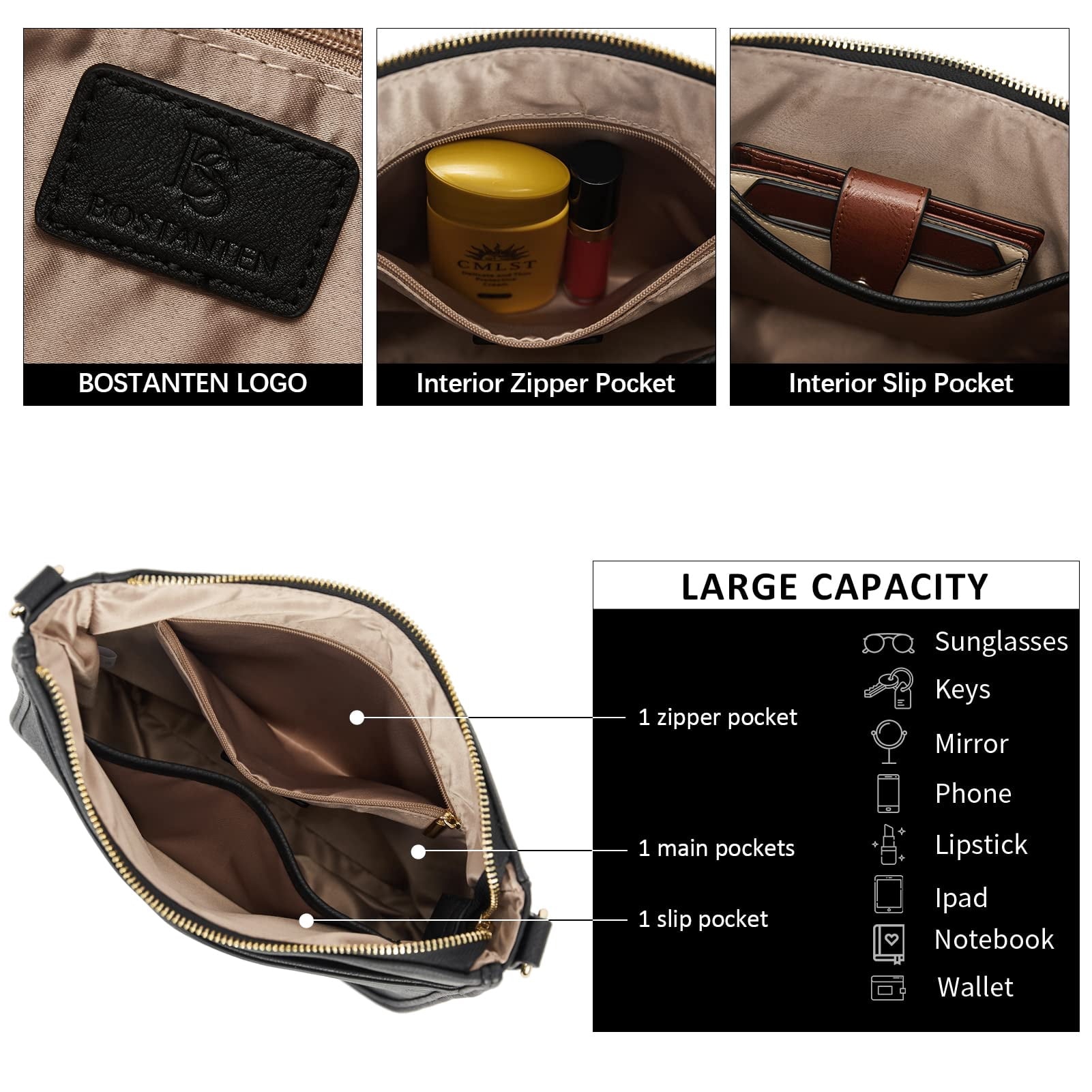 Crossbody Bags for Women Trendy Vegan Leather Hobo Purses Shoulder Handbags Wide Shoulder Strap