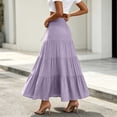 thumbnail image 5 of Qulqfy Womens Summer Maxi Pleated Long Skirts Boho Flowy Ruffle Drawstring Purple High Waisted Skirts for Women S, 5 of 5
